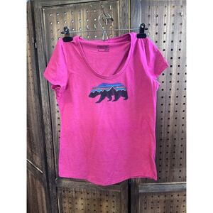 Patagonia Fitz Roy Bear Scoop T Shirt Slim Fit Size Small Heathered Red Color